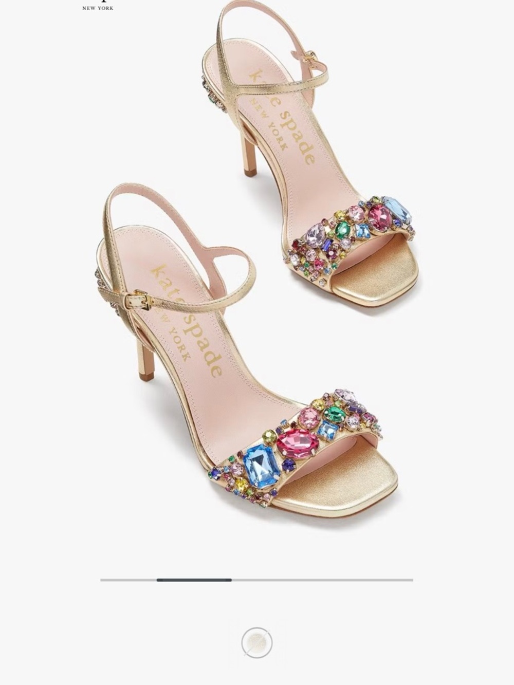 kate spade Gold Jeweled Open-Toe Heels